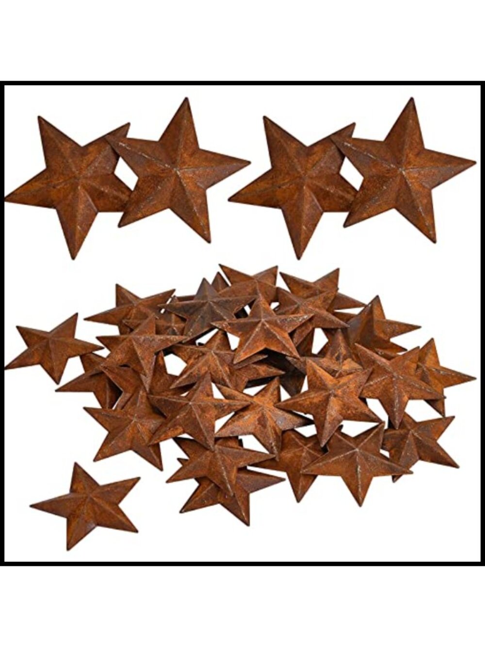 Rusty Barn Star Metal Wall Decor Set 1 Inch 30 Pcs Rustic Farmhouse Ornaments